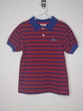 Lacoste Red Blue Stripe Polo Shirt 10